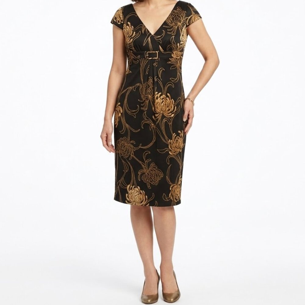 Evan Picone Satin Print Empire Cocktail Dress- Sz. 12